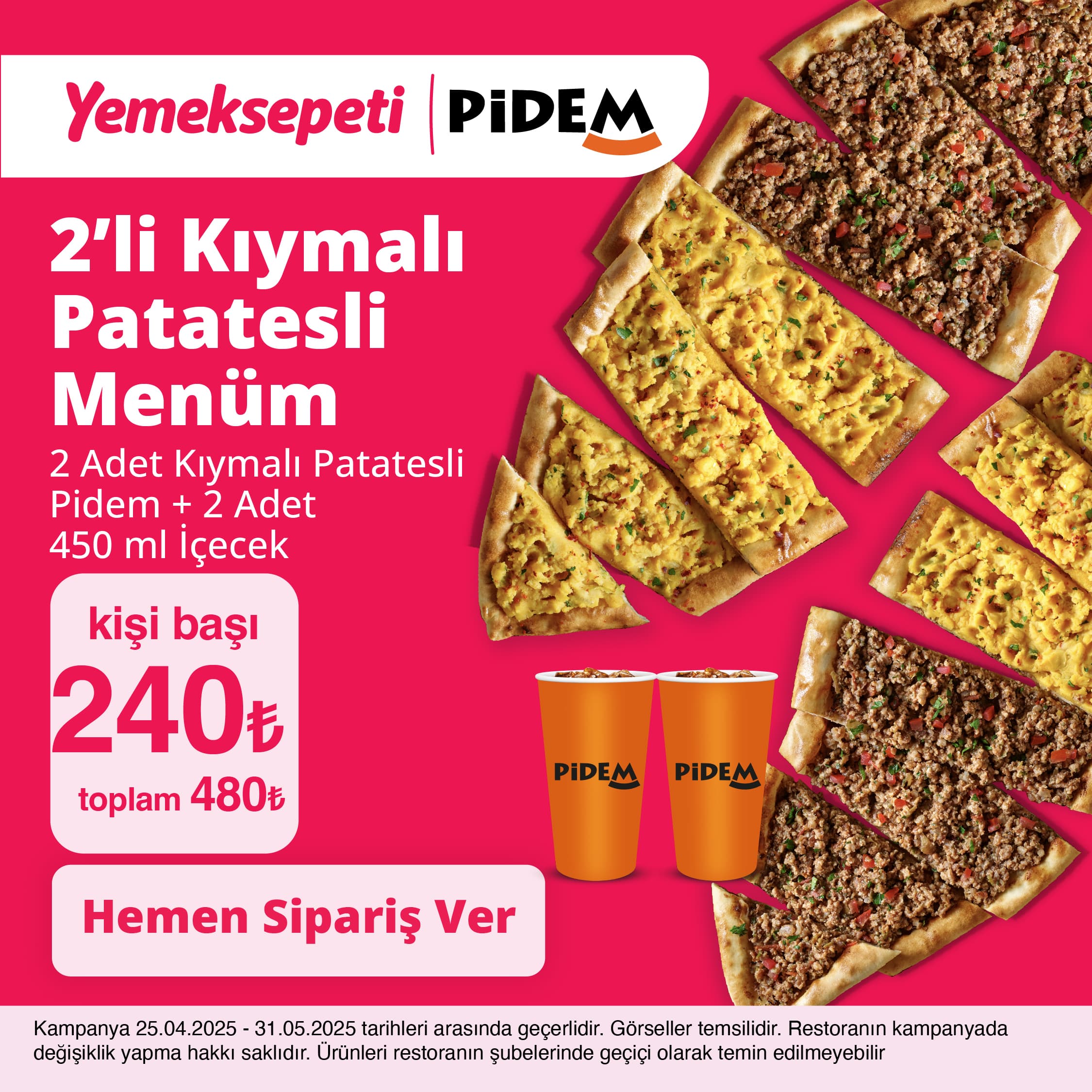 2 Kıymalı Patateslim + 2 İçecek